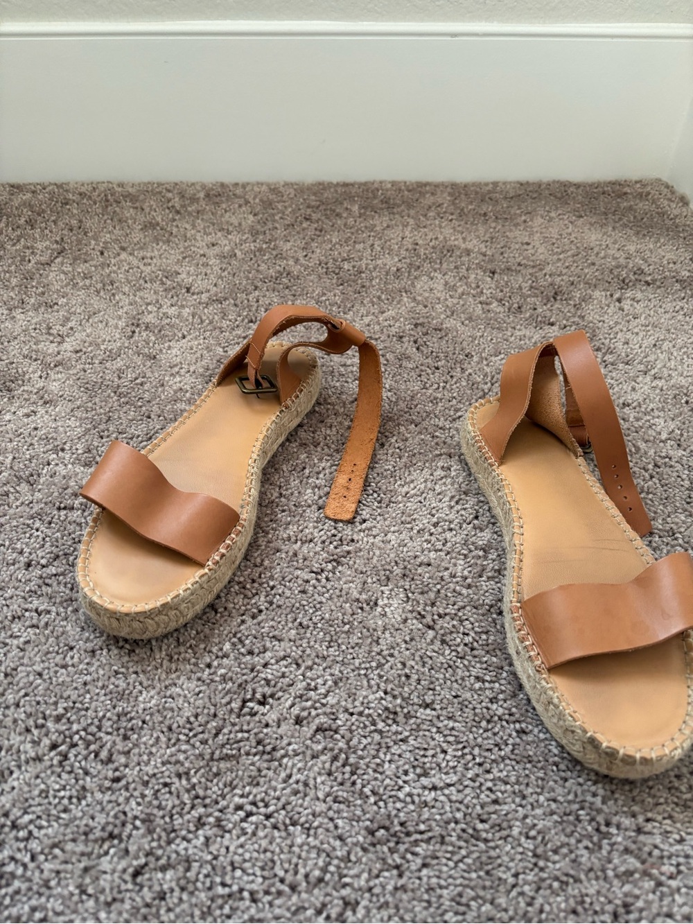 Soludos Tan Leather Ankle-Strap Espadrille Sandals